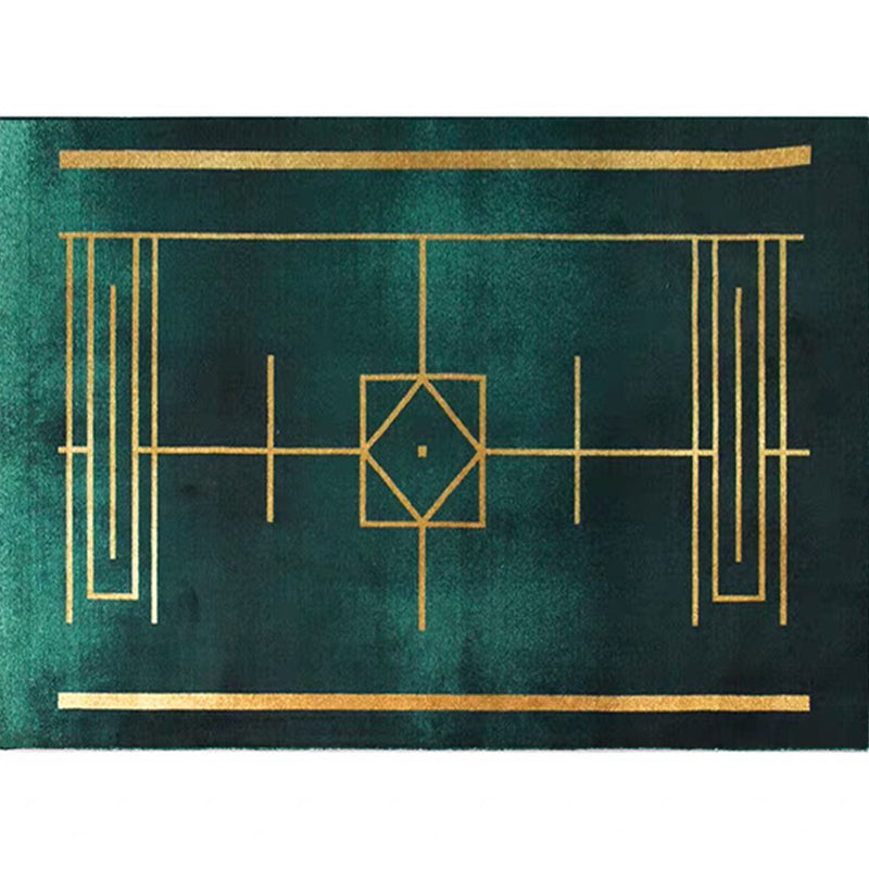 Avtoit | Blackgreen Living Room Carpet Trendy Geometric Pattern Area Carpet Cotton Blend Pet Friendly Carpet