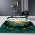 Avtoit | Modern Abstract Patterned Rug Dark Green Cotton Blend Carpet Easy Care Pet Friendly Rug for the Living Room
