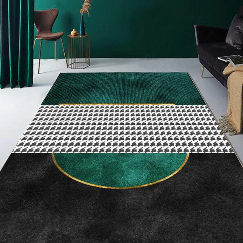 Avtoit | Novelty Bedroom Carpet Multi-Colored Geometric Print Indoor Carpet Synthetic Non-Slip Back Washable Carpet