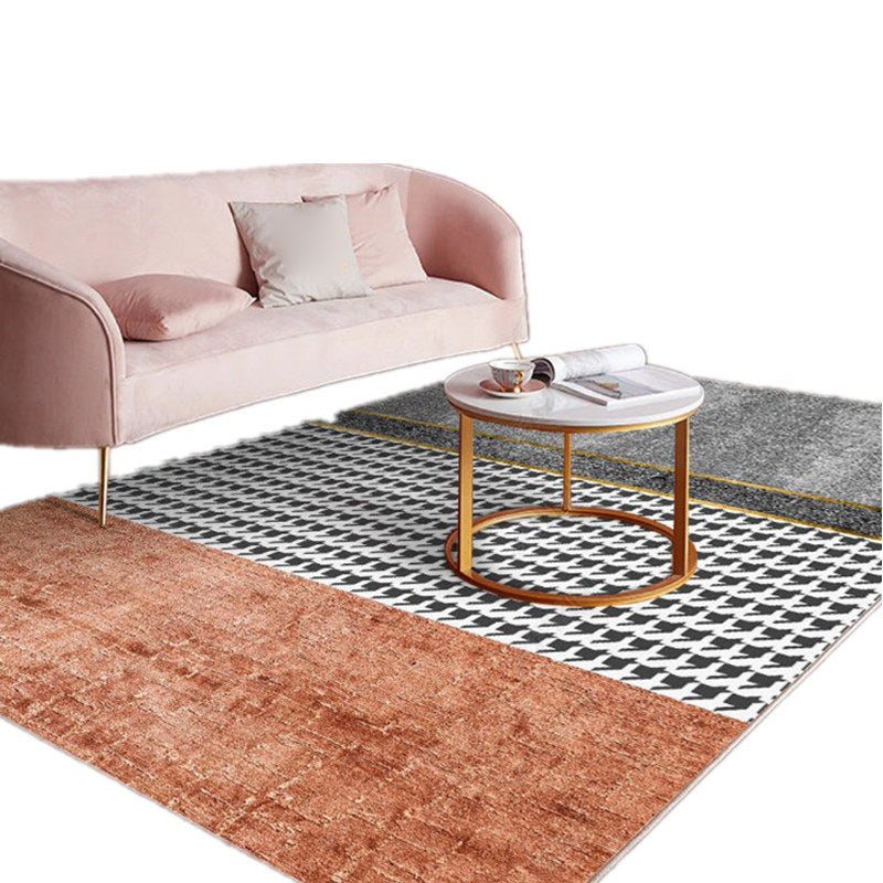 Avtoit | Novelty Bedroom Carpet Multi-Colored Geometric Print Indoor Carpet Synthetic Non-Slip Back Washable Carpet