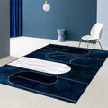 Avtoit | Blue Abstract Printed Rug Cotton Blend Creative Rug Washable Non-Slip Back Rug for the Living Room