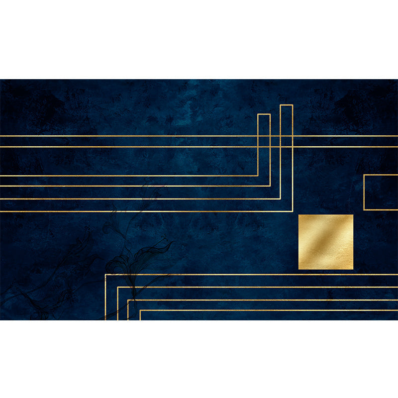 Avtoit | Blue Abstract Printed Rug Cotton Blend Creative Rug Washable Non-Slip Back Rug for the Living Room