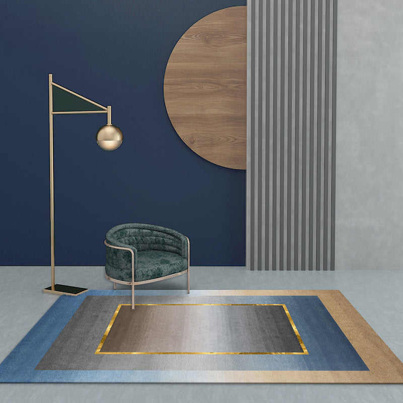 Avtoit | Nordic Geo patterned rug Gray Blue Polypropylene rug with non-slip backing Easy-care rug for room decoration