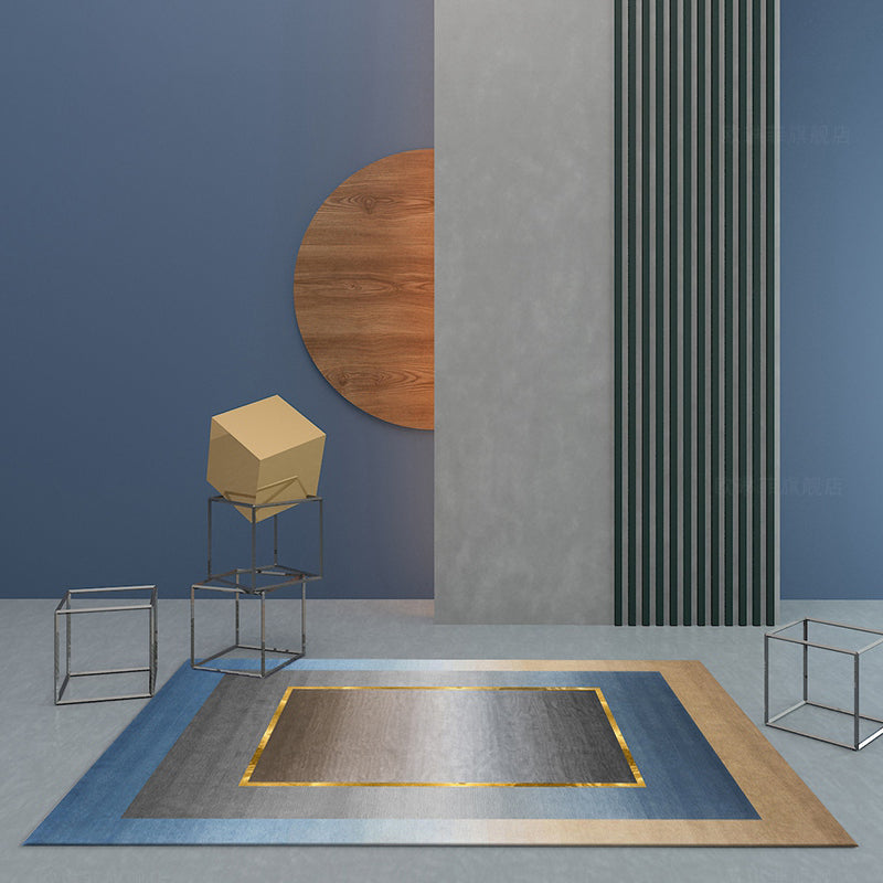 Avtoit | Nordic Geo patterned rug Gray Blue Polypropylene rug with non-slip backing Easy-care rug for room decoration