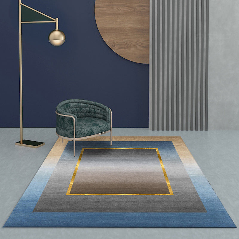 Avtoit | Nordic Geo patterned rug Gray Blue Polypropylene rug with non-slip backing Easy-care rug for room decoration