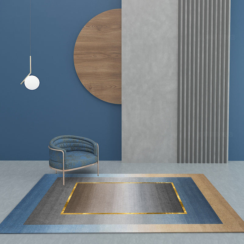 Avtoit | Nordic Geo patterned rug Gray Blue Polypropylene rug with non-slip backing Easy-care rug for room decoration