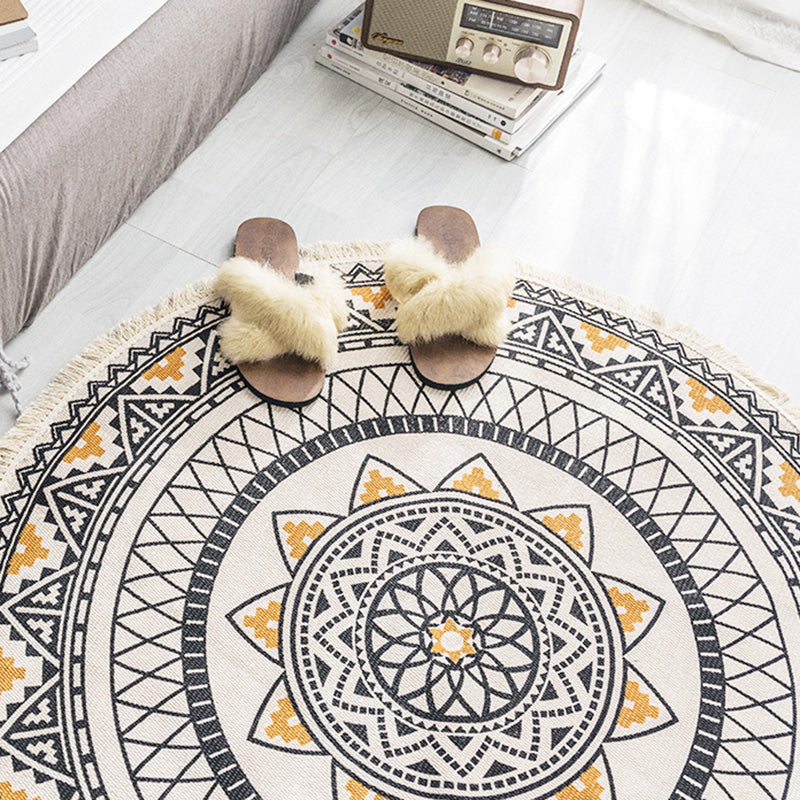 Avtoit | Multicolored, tribal patterned rug made of cotton blend, ethnic rug, easy to care for, hand-woven rug with tassels for the bedroom