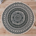 Avtoit | Moroccan Living Room Rug Multicolored Tribal Totem Print Rug Cotton Blend Machine Washable Rug with Fringe