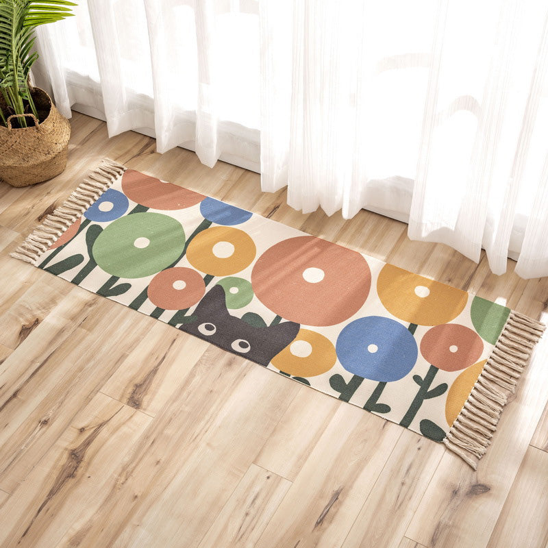 Avtoit | Nostalgia Tribal Pattern Rug Multicolored Synthetic Area Rug Pet-Friendly Easy Care Rug with Fringes for Bedroom