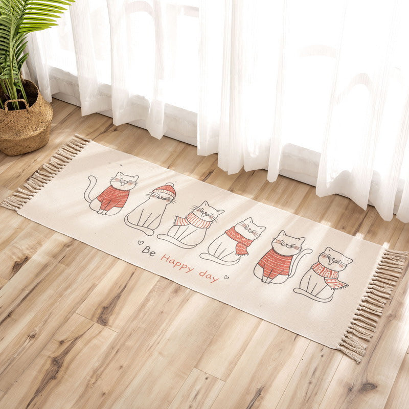 Avtoit | Nostalgia Tribal Pattern Rug Multicolored Synthetic Area Rug Pet-Friendly Easy Care Rug with Fringes for Bedroom