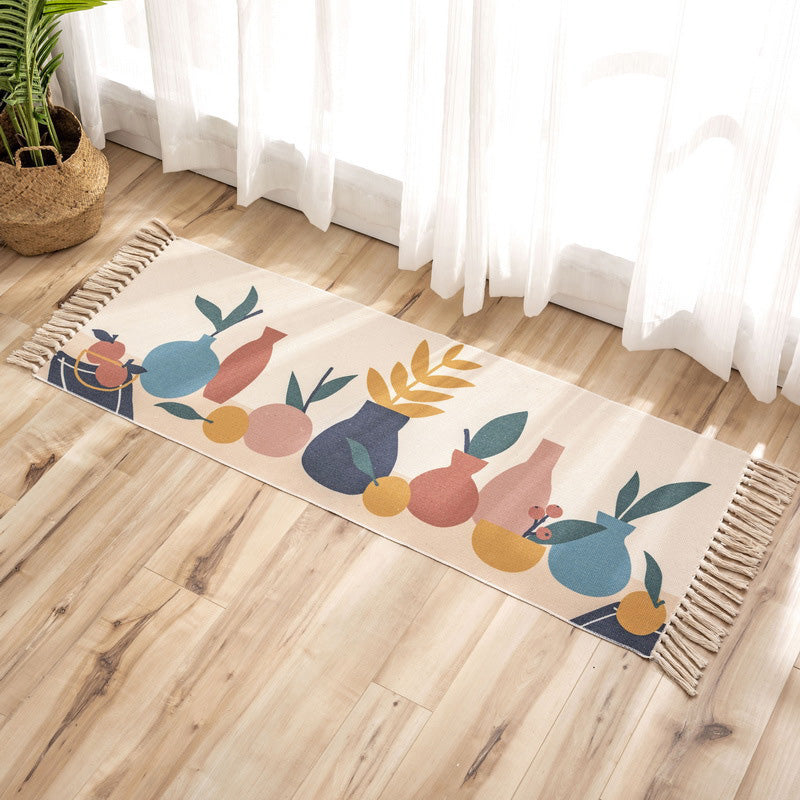 Avtoit | Nostalgia Tribal Pattern Rug Multicolored Synthetic Area Rug Pet-Friendly Easy Care Rug with Fringes for Bedroom
