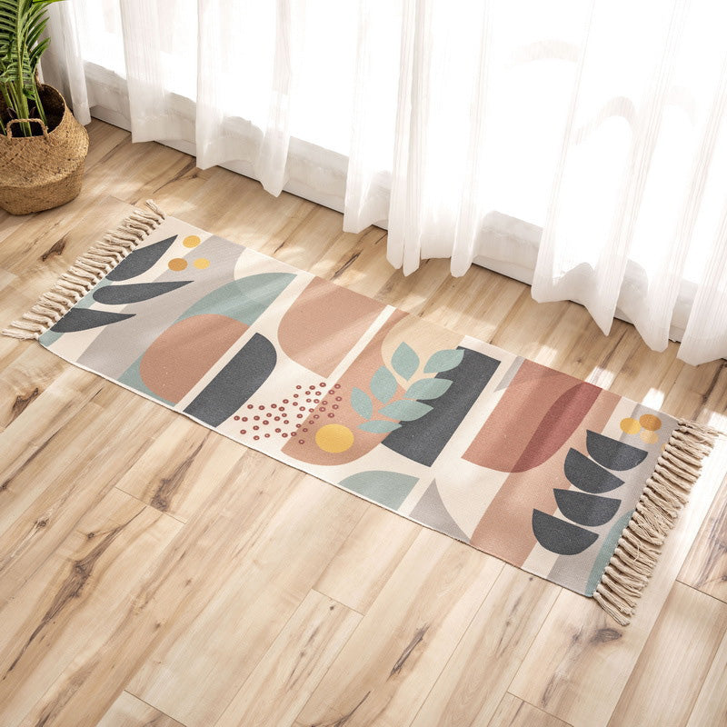 Avtoit | Nostalgia Tribal Pattern Rug Multicolored Synthetic Area Rug Pet-Friendly Easy Care Rug with Fringes for Bedroom