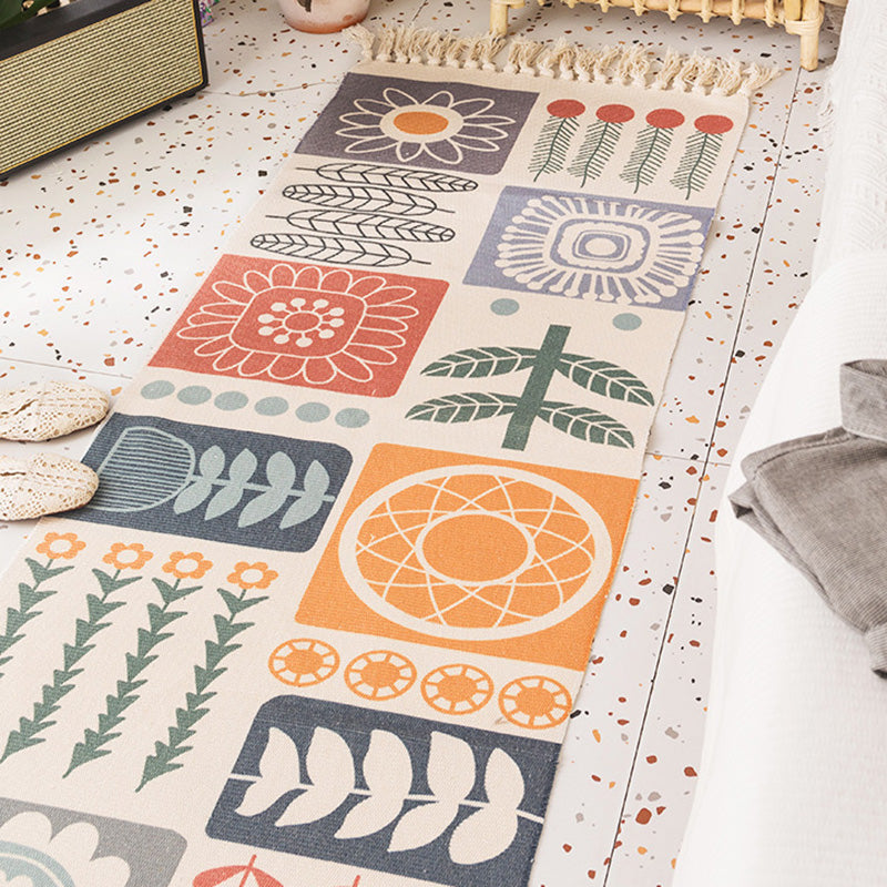 Avtoit | Nostalgia Tribal Pattern Rug Multicolored Synthetic Area Rug Pet-Friendly Easy Care Rug with Fringes for Bedroom
