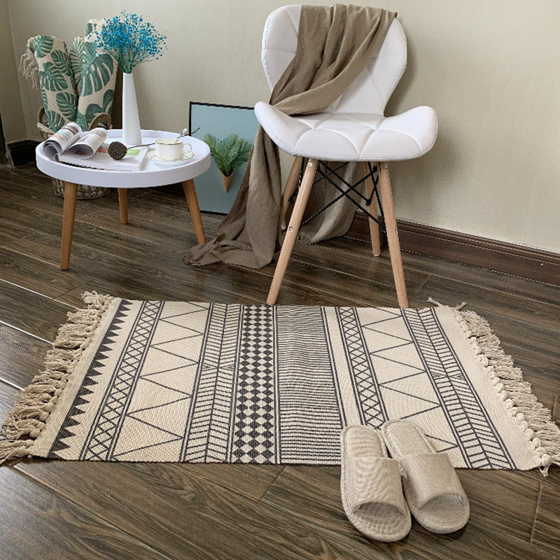 Avtoit | Western Bedroom Rug Multicolored Tribal Geo Rug Cotton Blend Easy Care Washable Area Rug with Fringe