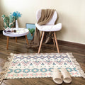 Avtoit | Western Bedroom Rug Multicolored Tribal Geo Rug Cotton Blend Easy Care Washable Area Rug with Fringe