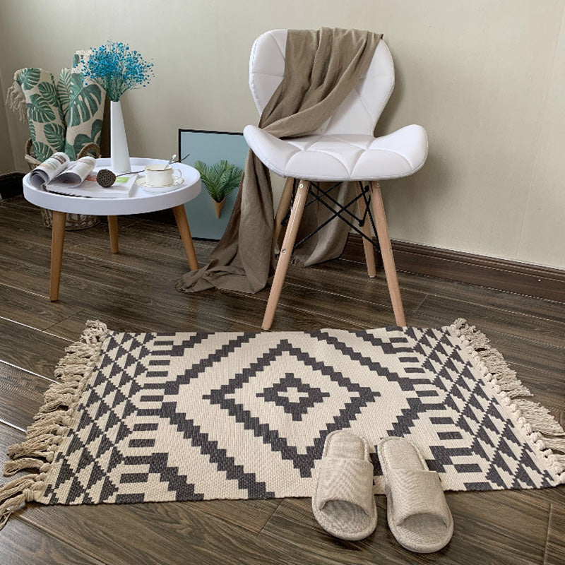 Avtoit | Western Bedroom Rug Multicolored Tribal Geo Rug Cotton Blend Easy Care Washable Area Rug with Fringe