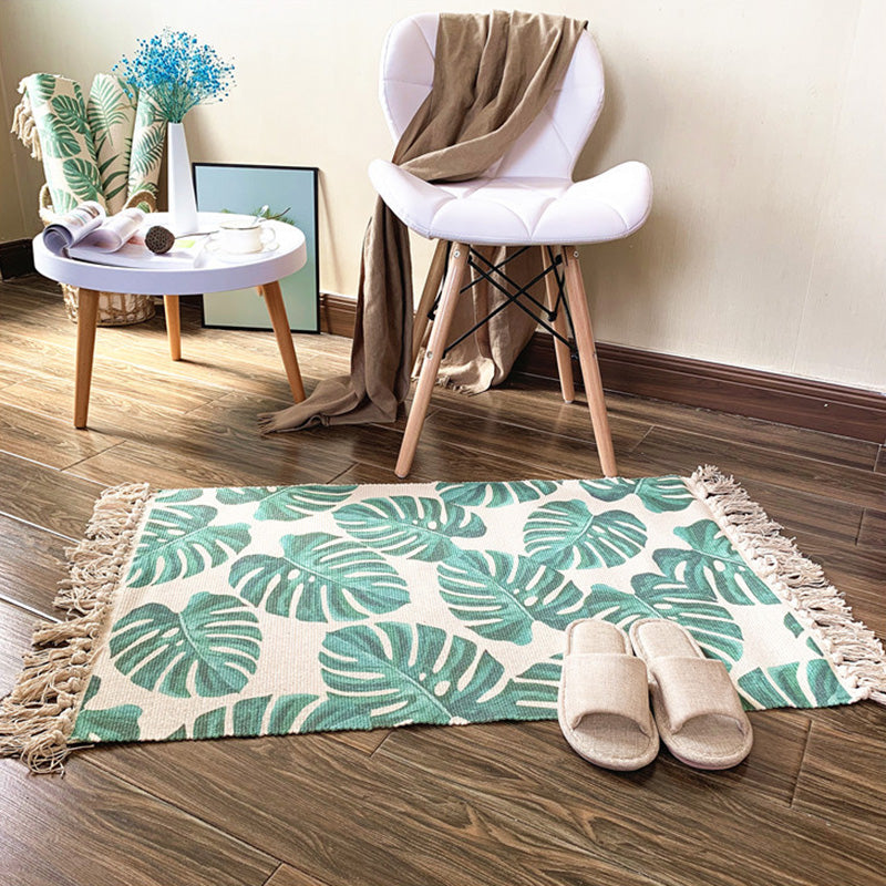Avtoit | Western Bedroom Rug Multicolored Tribal Geo Rug Cotton Blend Easy Care Washable Area Rug with Fringe