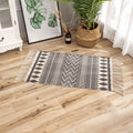 Avtoit | Classic geometric printed rug Multicolored cotton blend rug easy to maintain washable rug with fringes for the bedroom