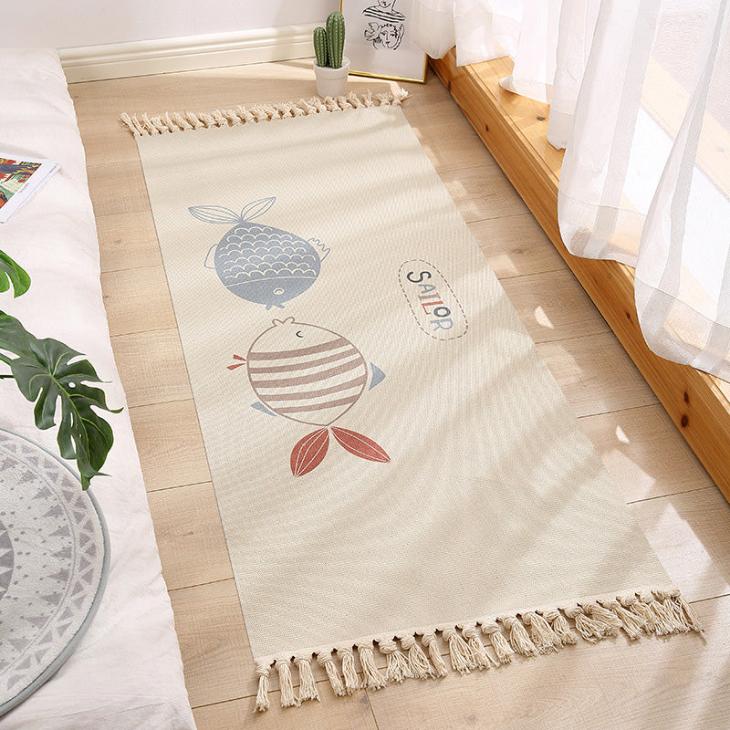 Avtoit | Americana Bedroom Rug Multicolored geometric print area rug machine washable easy care with fringes