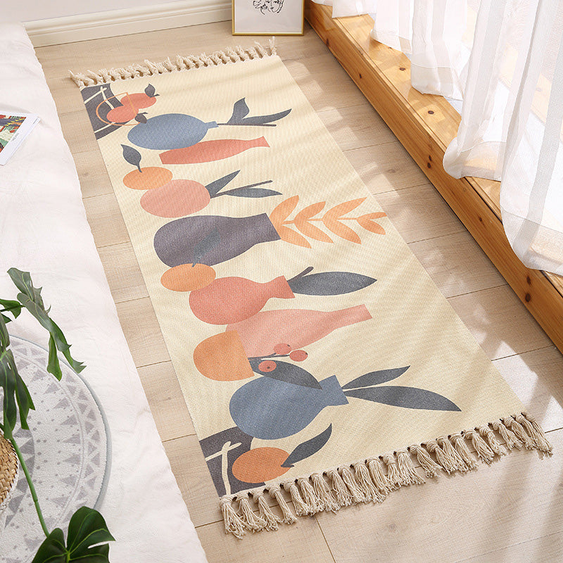 Avtoit | Americana Bedroom Rug Multicolored geometric print area rug machine washable easy care with fringes