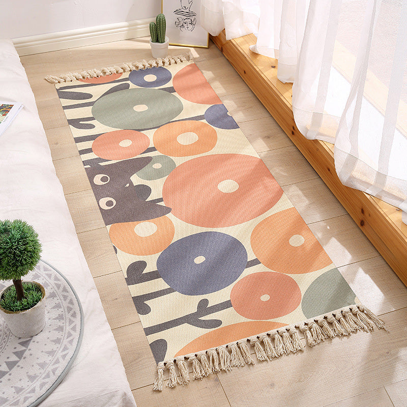 Avtoit | Americana Bedroom Rug Multicolored geometric print area rug machine washable easy care with fringes