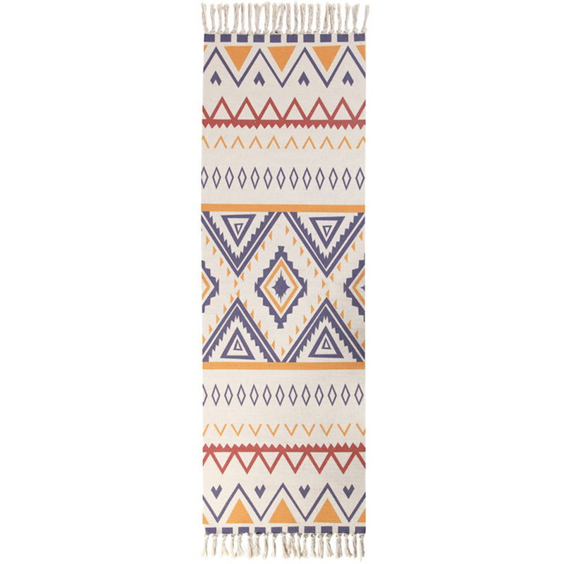 Avtoit | Americana Bedroom Rug Multicolored geometric print area rug machine washable easy care with fringes