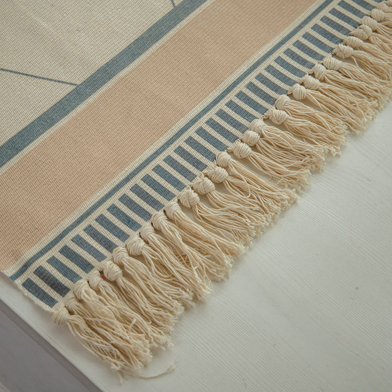 Avtoit | Moroccan Rug Multicolored Tribe Totem Rug Cotton Blend Washable Handcrafted Rug with Fringes