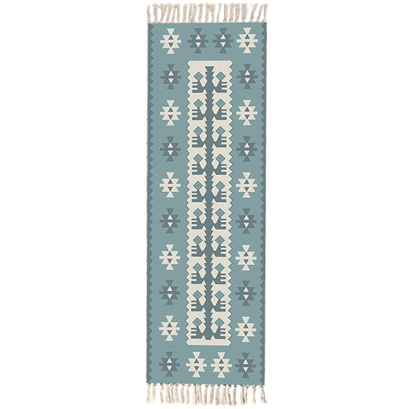 Avtoit | Moroccan Rug Multicolored Tribe Totem Rug Cotton Blend Washable Handcrafted Rug with Fringes