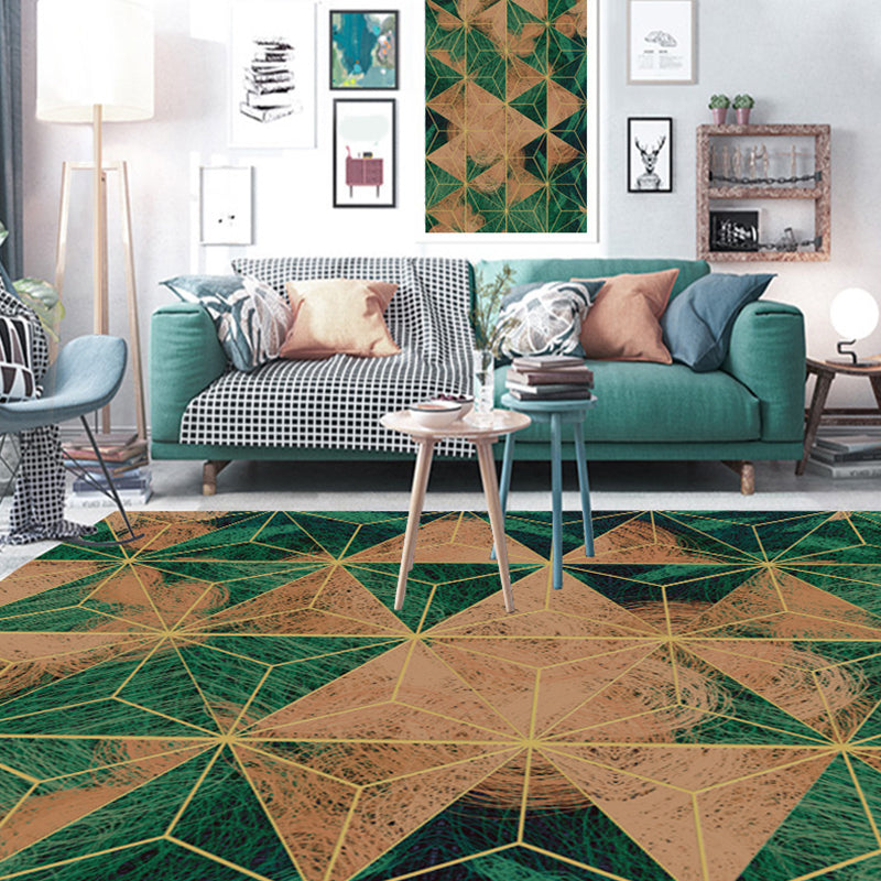 Avtoit | Contemporary Area Rug Multi-colored Geo Printed Carpet Synthetic Non-slip Machine Washable Rug