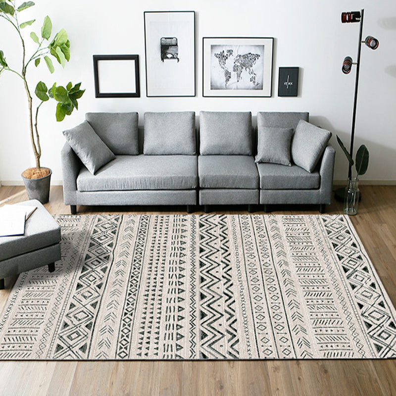 Avtoit | Ethnically Geometric Printed Rug Multi Colors Cotton Blend Indoor Rug Pet Friendly Easy Care Area Rug for Living Room