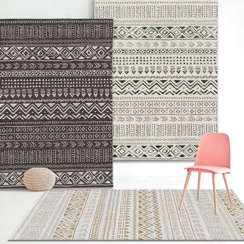 Avtoit | Ethnically Geometric Printed Rug Multi Colors Cotton Blend Indoor Rug Pet Friendly Easy Care Area Rug for Living Room