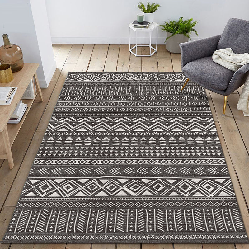 Avtoit | Ethnically Geometric Printed Rug Multi Colors Cotton Blend Indoor Rug Pet Friendly Easy Care Area Rug for Living Room