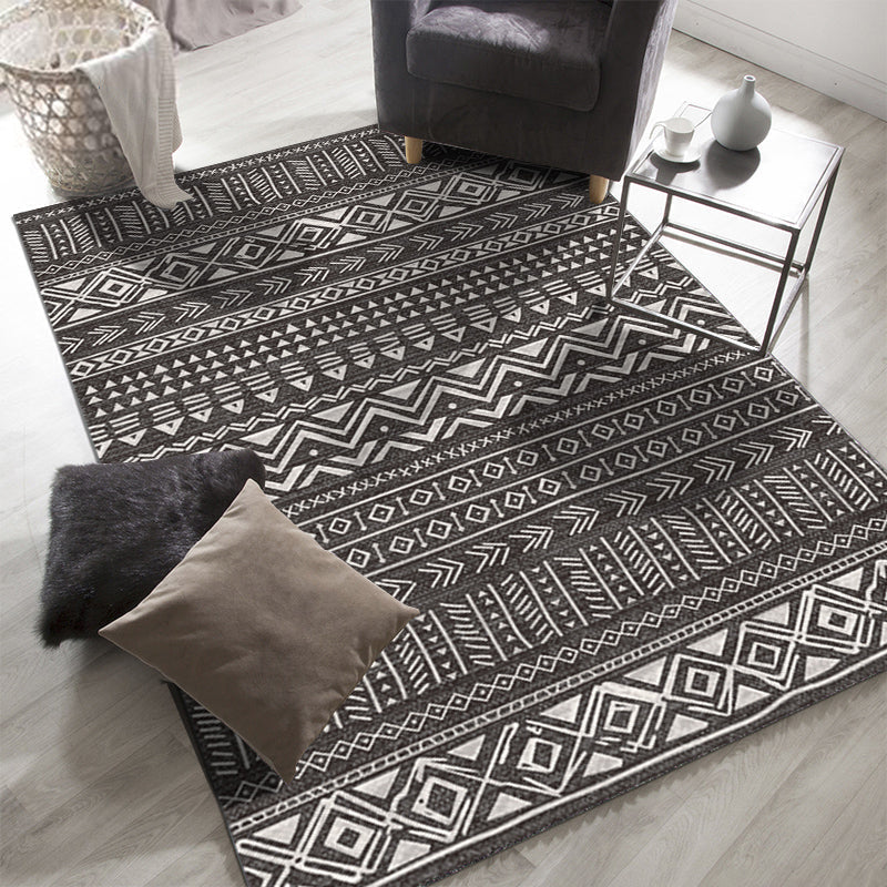 Avtoit | Ethnically Geometric Printed Rug Multi Colors Cotton Blend Indoor Rug Pet Friendly Easy Care Area Rug for Living Room