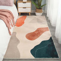 Avtoit | Relaxing abstract printed rug multicolored lambswool rug non-slip backing pet-friendly washable rug for rooms