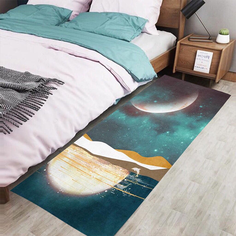 Avtoit | Multicolored Bedroom Rug Western Color Block Area Rug Polyester Easy Care Machine Washable Indoor Carpet