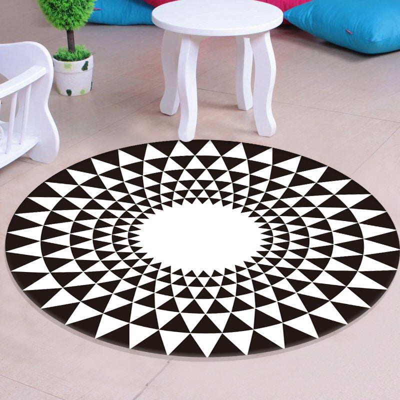 Avtoit | Multicolored unique rug Synthetic 3D geometric print rug non-slip backing pet-friendly rug for bedroom