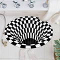 Avtoit | Casual 3D Geo Rug Black-White Creative Area Rug Polyester Non-Slip Back Machine Washable Indoor Rug for Bathroom
