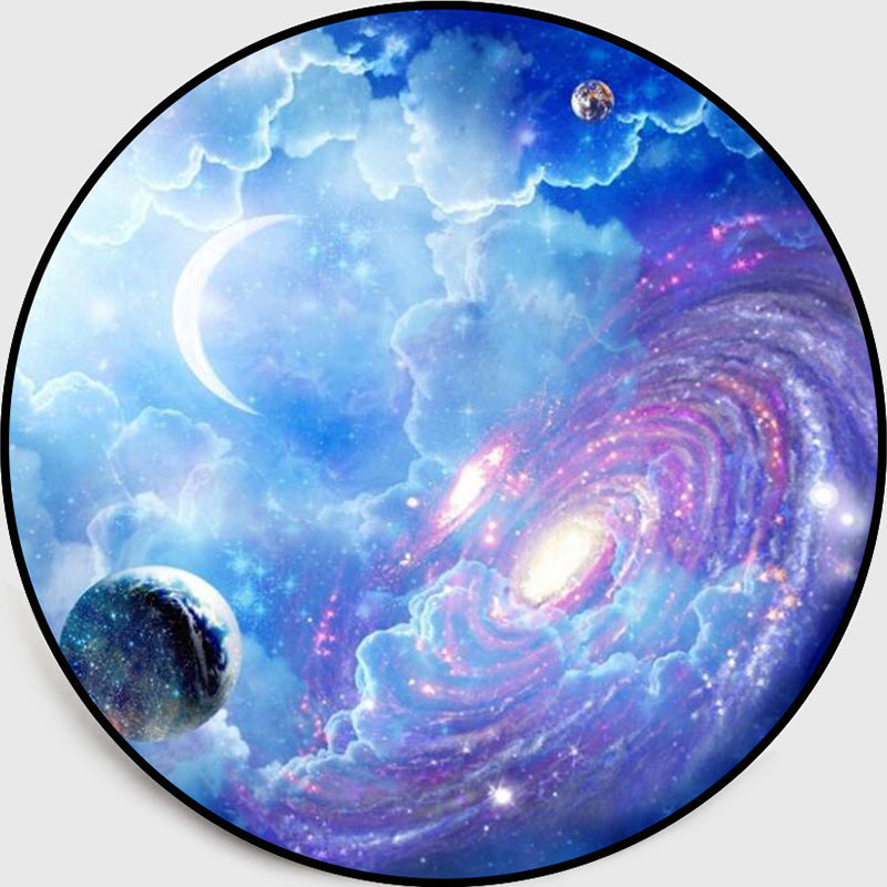 Avtoit | Casual Purple-Blue Creative Rug Polypropylene 3D Universe Area Rug Non-Slip Back Washable Rug for Home