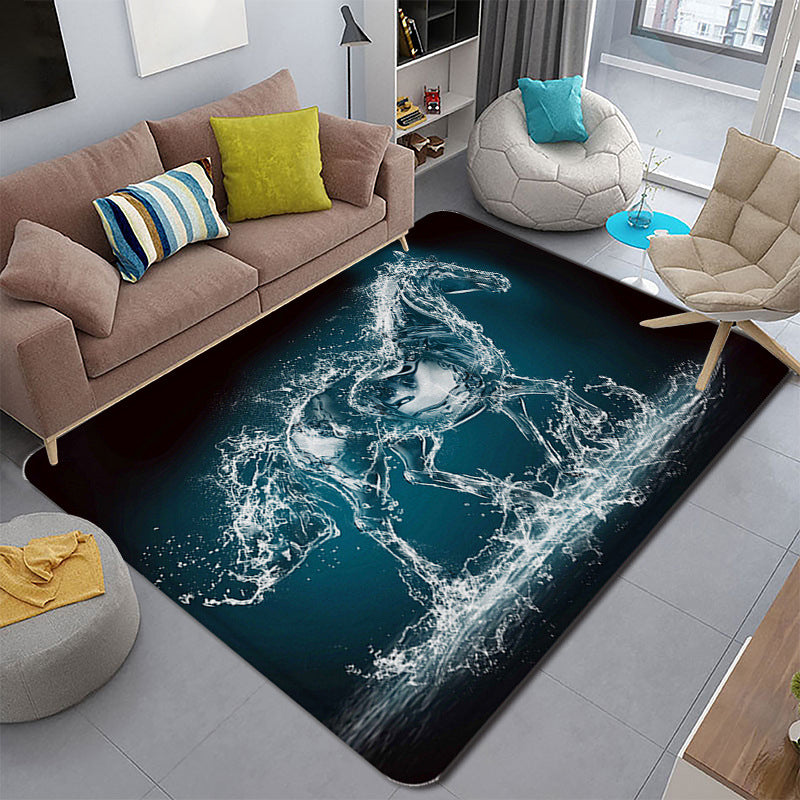 Avtoit | Funky Living Room Rug Multicolor Cartoon 3D Print Rug Synthetic Non-Slip Backing Stain Resistant Rug
