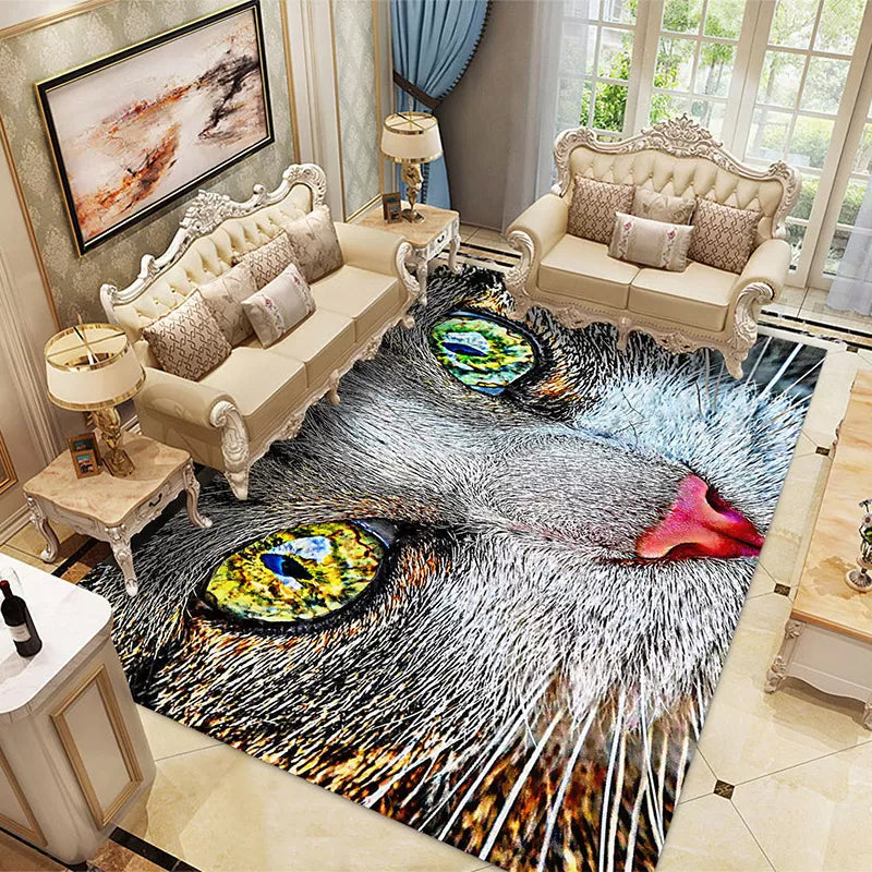 Avtoit | Multicolored Children's Room Rug Unique 3D Animal Area Rug Polyester Pet-Friendly Non-Slip Washable Rug