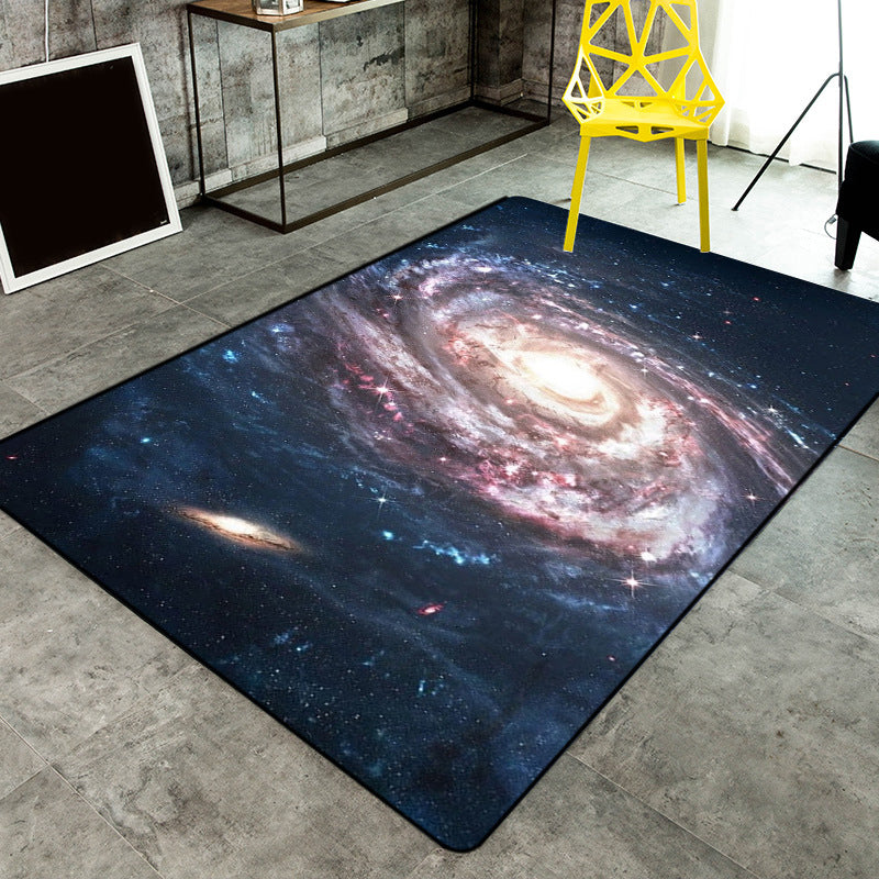 Avtoit | Soothing Children's Rug Multicolor 3D Starry Sky Pattern Rug Polypropylene Non-Slip Machine Washable Rug