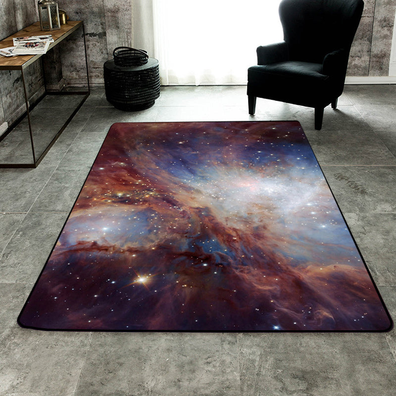 Avtoit | Soothing Children's Rug Multicolor 3D Starry Sky Pattern Rug Polypropylene Non-Slip Machine Washable Rug