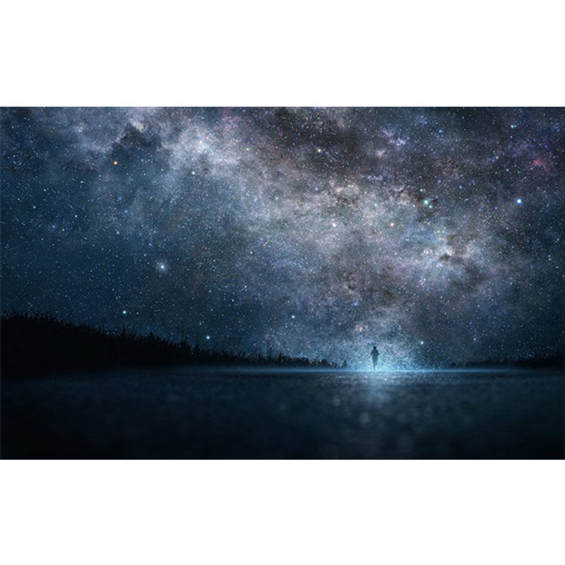 Avtoit | Soothing Children's Rug Multicolor 3D Starry Sky Pattern Rug Polypropylene Non-Slip Machine Washable Rug
