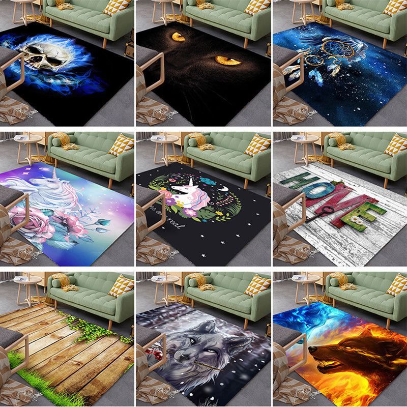 Avtoit | Colorful Relaxation Area Rug Cotton Blend Cartoon Pattern Indoor Rug Machine Washable Non-Slip Rug for Décor