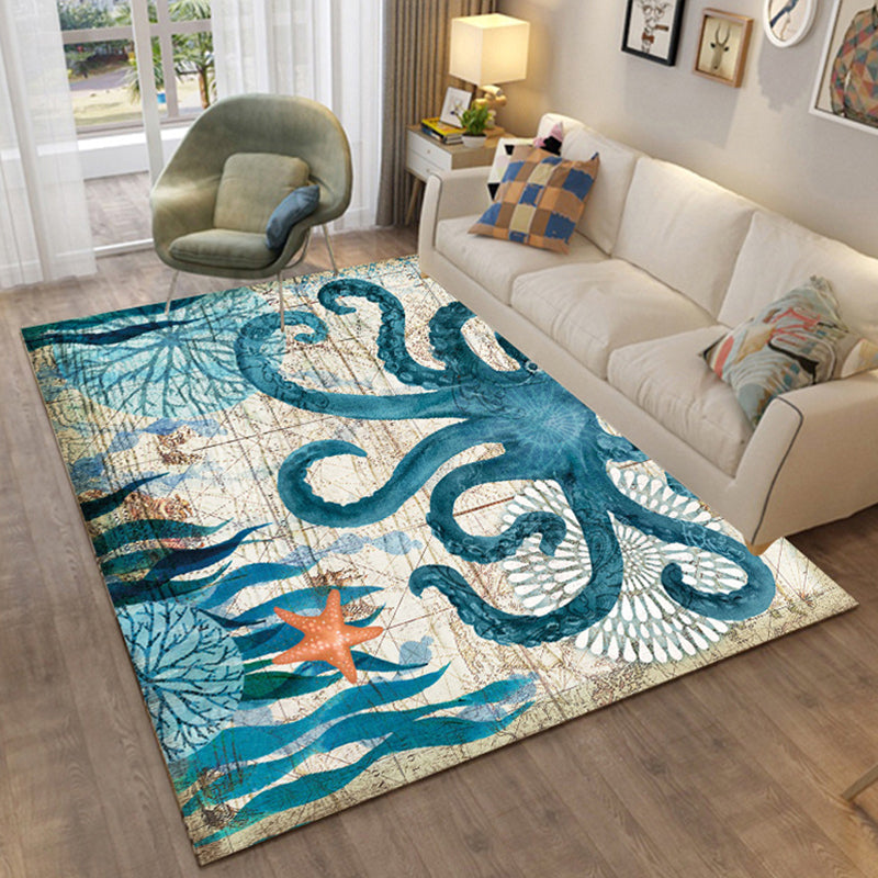Avtoit | Colorful Relaxation Area Rug Cotton Blend Cartoon Pattern Indoor Rug Machine Washable Non-Slip Rug for Décor