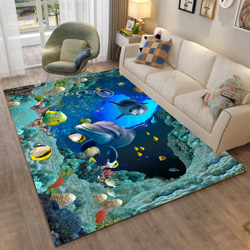 Avtoit | Colorful Relaxation Area Rug Cotton Blend Cartoon Pattern Indoor Rug Machine Washable Non-Slip Rug for Décor