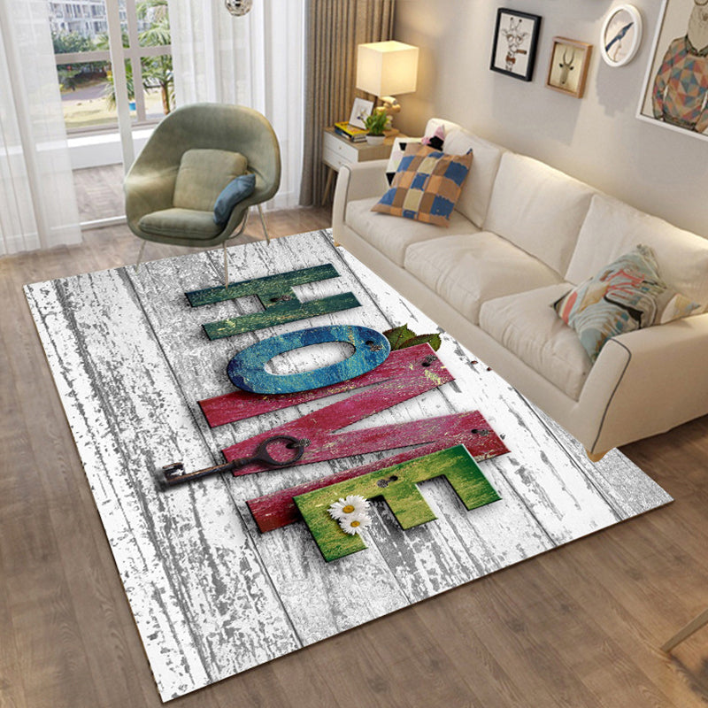 Avtoit | Colorful Relaxation Area Rug Cotton Blend Cartoon Pattern Indoor Rug Machine Washable Non-Slip Rug for Décor