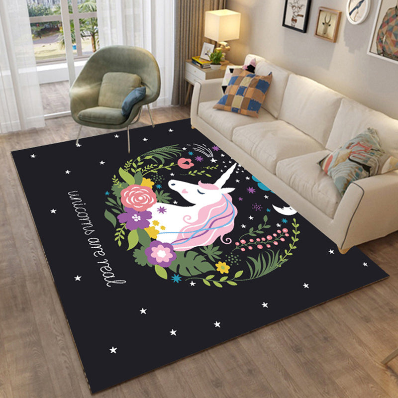 Avtoit | Colorful Relaxation Area Rug Cotton Blend Cartoon Pattern Indoor Rug Machine Washable Non-Slip Rug for Décor