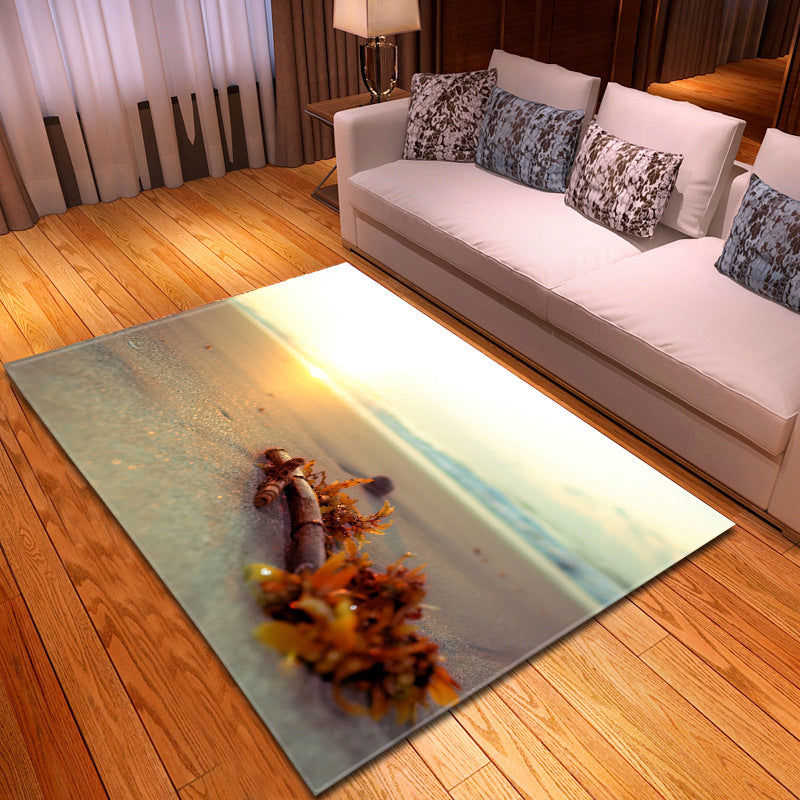 Avtoit | Multicolor beach print rug made of polypropylene Trend rug with non-slip backing pet-friendly rug for salon