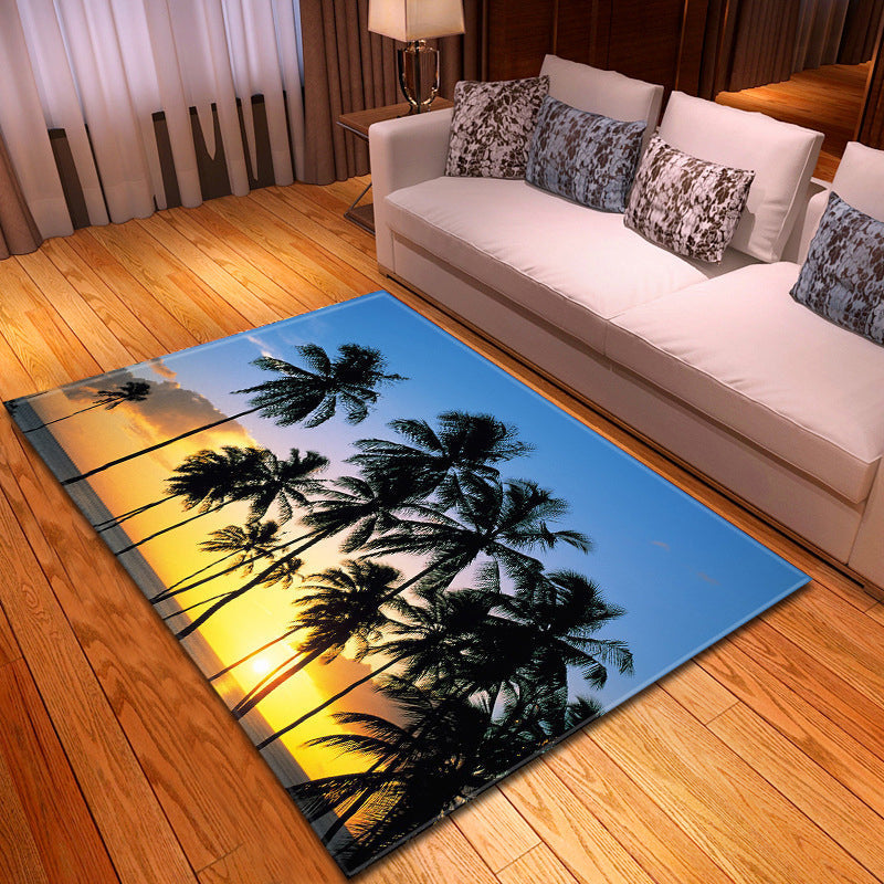 Avtoit | Multicolor beach print rug made of polypropylene Trend rug with non-slip backing pet-friendly rug for living room